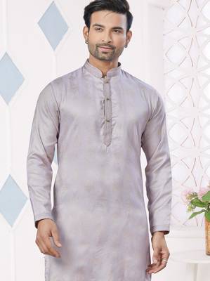 Purple jecquard with pintex work kurta pyjama for mens wear 2