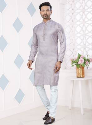 Purple jecquard with pintex work kurta pyjama for mens wear 1