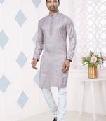 Purple jecquard with pintex work kurta pyjama for mens wear