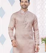 Light peach jecquard with pintex work kurta pyjama for mens wear