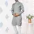 Grey jecquard with pintex work kurta pyjama for mens wear