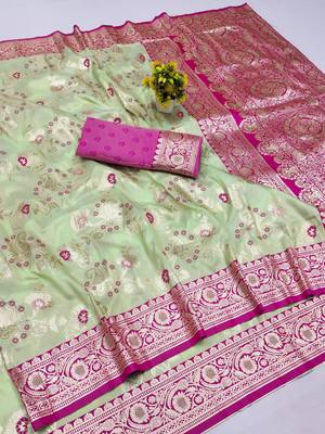 Pista Art silk blend saree with blouse 1