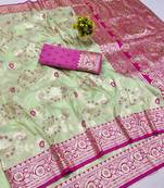 Pista Art Silk saree with blouse