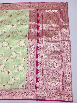 Pista Art silk blend saree with blouse 2
