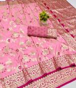 Pink banarasi Art Silk kanjivaram Art Silk saree with blouse