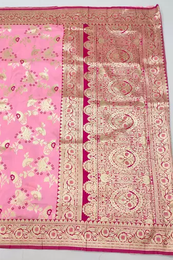 Pink banarasi Art silk blend kanjivaram Art silk blend saree with blouse
