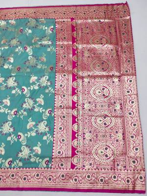 Blue Art silk blend kanjivaram Art silk blend saree with blouse 2