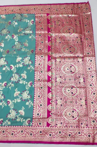 Blue Art silk blend kanjivaram Art silk blend saree with blouse