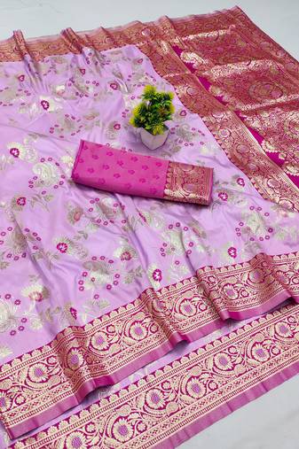 Purple banarasi Art Silk kanjivaram Art Silk saree with blouse