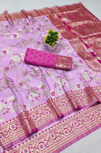 Purple banarasi Art Silk kanjivaram Art Silk saree with blouse