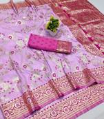 Purple banarasi Art Silk kanjivaram Art Silk saree with blouse