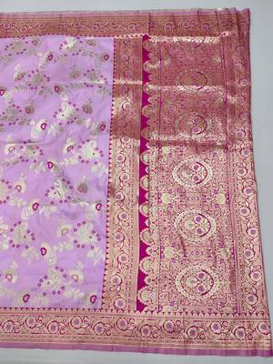 Purple Art silk blend kanjivaram Art silk blend saree with blouse 2