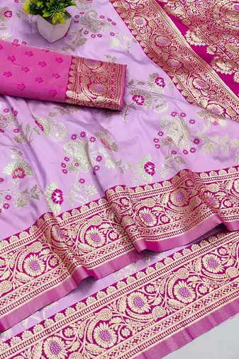 Purple Art silk blend kanjivaram Art silk blend saree with blouse