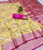 Yellow banarasi Art Silk kanjivaram Art Silk saree with blouse
