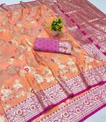 Orange banarasi Art Silk kanjivaram Art Silk saree with blouse