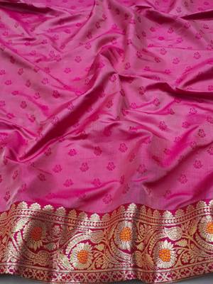 Orange Art silk blend kanjivaram Art silk blend saree with blouse 4