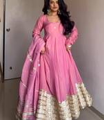 PINK VICHITRA SILK EMBROIDERY  PARTY WEAR SUIT SET 