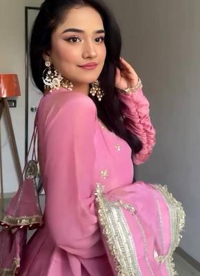 PINK VICHITRA SILK EMBROIDERY  PARTY WEAR SUIT SET  5
