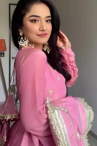 PINK VICHITRA SILK EMBROIDERY  PARTY WEAR SUIT SET 