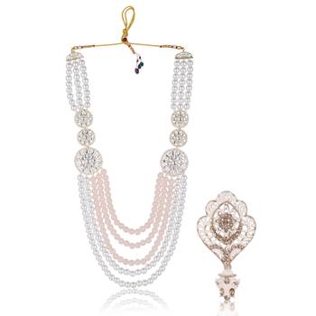 Premium Beaded Groom Mala with Elegant Brooch 1