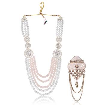 Premium Beaded Groom Mala with Elegant Brooch 1