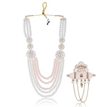 Premium Beaded Groom Mala with Elegant Brooch 1