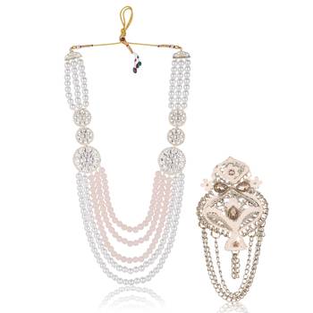 Premium Beaded Groom Mala with Elegant Brooch 1