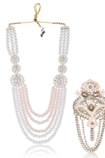 Groom mala with decorative brooch     regal wedding accessory