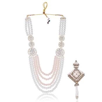 Premium Beaded Groom Mala with Elegant Brooch 1