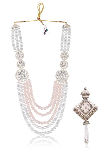 Groom mala with decorative brooch     regal wedding accessory
