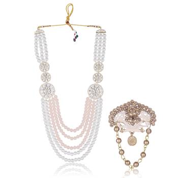 Premium Beaded Groom Mala with Elegant Brooch 1