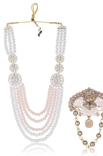 Groom mala with decorative brooch     regal wedding accessory