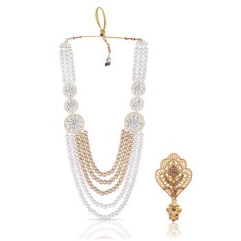 Premium Beaded Groom Mala with Elegant Brooch 1