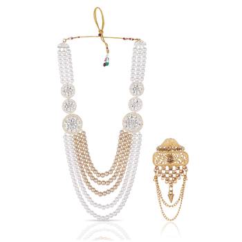 Premium Beaded Groom Mala with Elegant Brooch 1