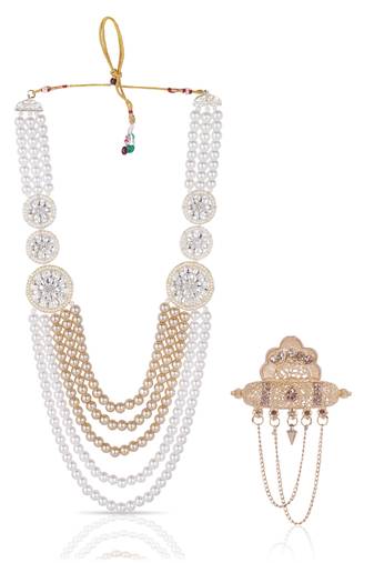 Premium Beaded Groom Mala with Elegant Brooch