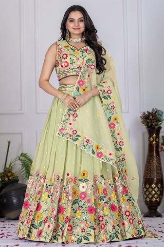 pista green Wedding Lehenga Choli 