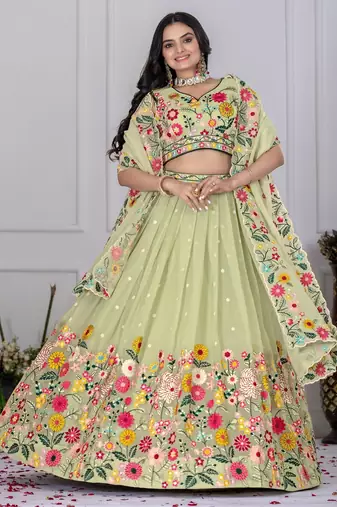 pista green Wedding Lehenga Choli 