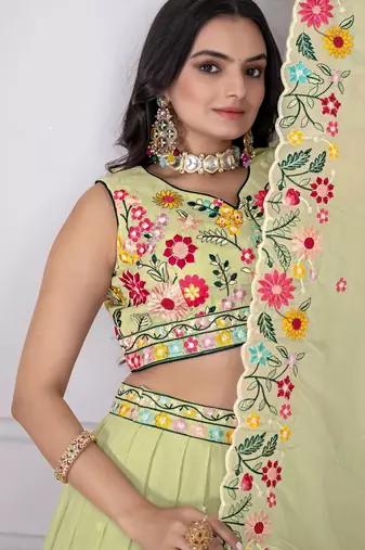 pista green Wedding Lehenga Choli 