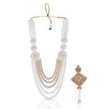 Royal Multi-Layered Groom Sherwani Mala with Decorative Brooch 1
