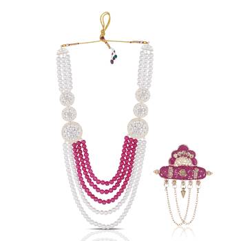 Royal Multi-Layered Groom Sherwani Mala with Decorative Brooch 1