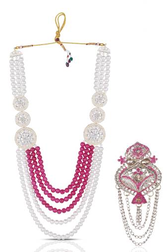 Groom mala with decorative brooch     regal wedding accessory