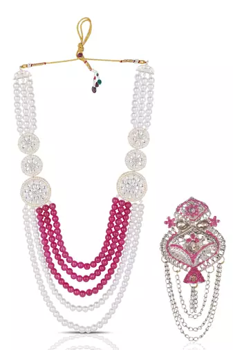 Royal Multi-Layered Groom Sherwani Mala with Decorative Brooch