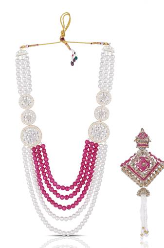 Groom mala with decorative brooch     regal wedding accessory