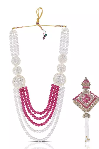 Groom mala with decorative brooch     regal wedding accessory