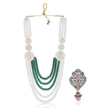 Royal Multi-Layered Groom Sherwani Mala with Decorative Brooch 1