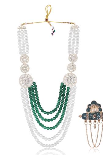 Royal Multi-Layered Groom Sherwani Mala with Decorative Brooch