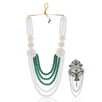 Men s Ethnic Sherwani Mala with Brooch   Perfect for Weddings & Festive Wear 1