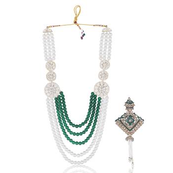 Men s Ethnic Sherwani Mala with Brooch   Perfect for Weddings & Festive Wear 1