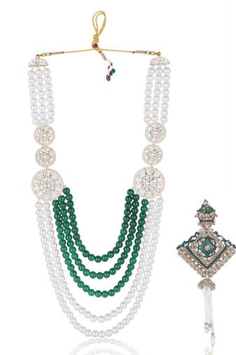Men s Ethnic Sherwani Mala with Brooch   Perfect for Weddings & Festive Wear