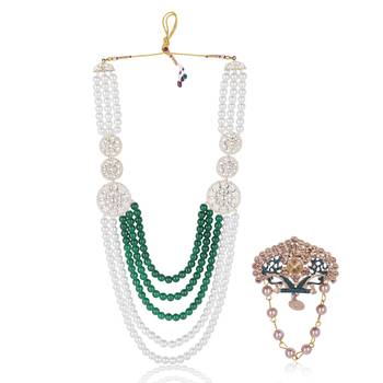 Men s Ethnic Sherwani Mala with Brooch   Perfect for Weddings & Festive Wear 1